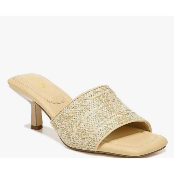 Franco Sarto Sandals Womens Size 6‎ Betty 2 Straw Square Toe Heels - Picture 1 of 10